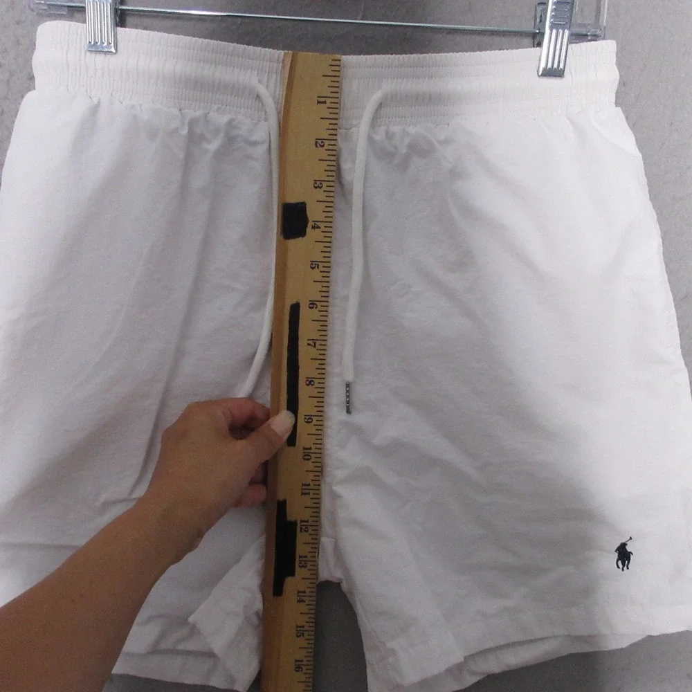 Polo Ralph Lauren Swim Shorts L White Trunks Lined Pony Logo Boys Kids Beach